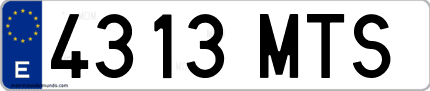 Ejemplo de matrícula de coche ordinaria 4313 MTS