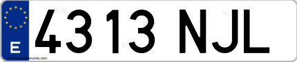 Ejemplo de matrícula de coche ordinaria 4313 NJL