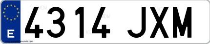Ejemplo de matrícula española 4314 JXM