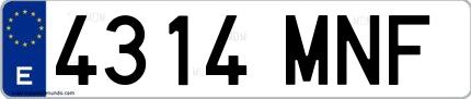 Ejemplo de matrícula española 4314 MNF