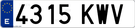 Ejemplo de matrícula de coche ordinaria 4315 KWV