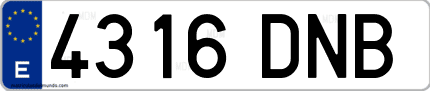 Ejemplo de matrícula de coche ordinaria 4316 DNB