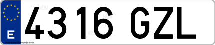 Ejemplo de matrícula de coche ordinaria 4316 GZL