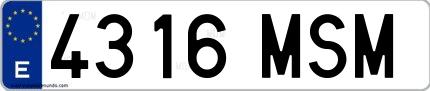 Ejemplo de matrícula española 4316 MSM