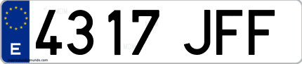 Ejemplo de matrícula de coche ordinaria 4317 JFF