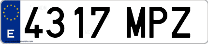Ejemplo de matrícula de coche ordinaria 4317 MPZ