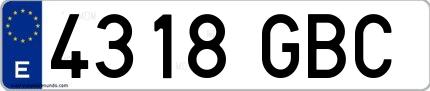 Ejemplo de matrícula española 4318 GBC