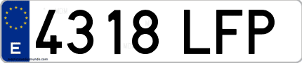Ejemplo de matrícula de coche ordinaria 4318 LFP