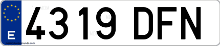 Ejemplo de matrícula de coche ordinaria 4319 DFN
