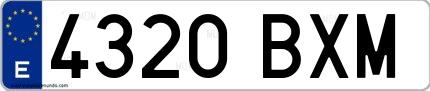 Ejemplo de matrícula española 4320 BXM