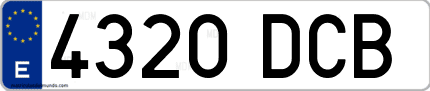 Ejemplo de matrícula de coche ordinaria 4320 DCB