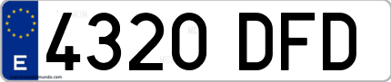 Ejemplo de matrícula de coche ordinaria 4320 DFD
