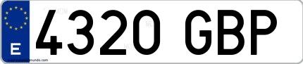 Ejemplo de matrícula española 4320 GBP