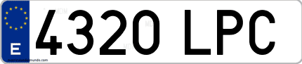 Ejemplo de matrícula de coche ordinaria 4320 LPC