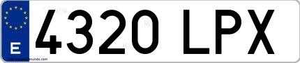 Ejemplo de matrícula española 4320 LPX