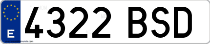 Ejemplo de matrícula de coche ordinaria 4322 BSD