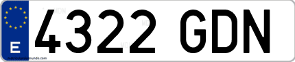 Ejemplo de matrícula de coche ordinaria 4322 GDN