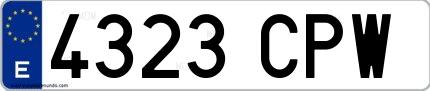 Ejemplo de matrícula española 4323 CPW