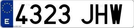 Ejemplo de matrícula española 4323 JHW