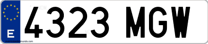 Ejemplo de matrícula de coche ordinaria 4323 MGW