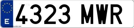 Ejemplo de matrícula española 4323 MWR