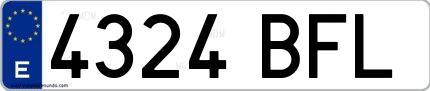 Ejemplo de matrícula española 4324 BFL