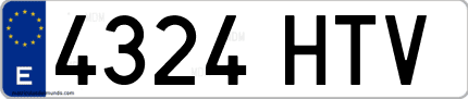 Ejemplo de matrícula de coche ordinaria 4324 HTV