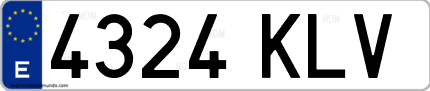Ejemplo de matrícula de coche ordinaria 4324 KLV