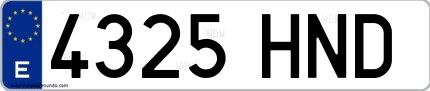 Ejemplo de matrícula española 4325 HND