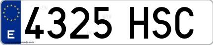 Ejemplo de matrícula española 4325 HSC
