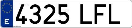 Ejemplo de matrícula española 4325 LFL