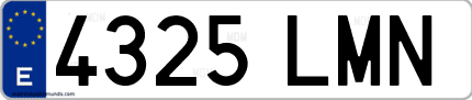 Ejemplo de matrícula de coche ordinaria 4325 LMN
