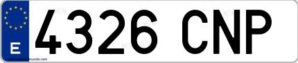 Ejemplo de matrícula española 4326 CNP