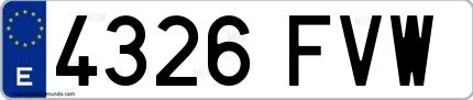 Ejemplo de matrícula española 4326 FVW