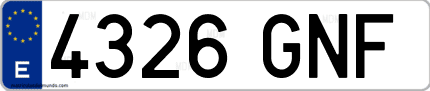 Ejemplo de matrícula de coche ordinaria 4326 GNF