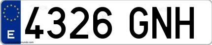 Ejemplo de matrícula española 4326 GNH