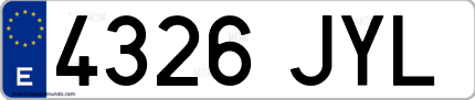 Ejemplo de matrícula de coche ordinaria 4326 JYL