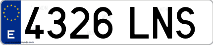 Ejemplo de matrícula de coche ordinaria 4326 LNS