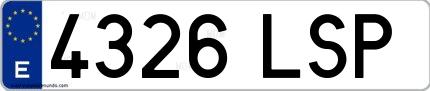 Ejemplo de matrícula española 4326 LSP
