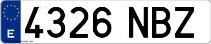 Ejemplo de matrícula española 4326 NBZ