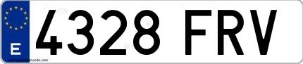 Ejemplo de matrícula española 4328 FRV