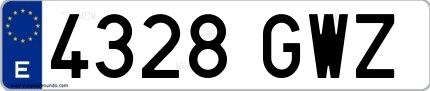 Ejemplo de matrícula española 4328 GWZ