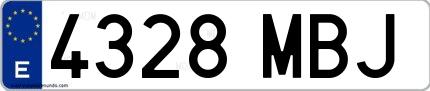 Ejemplo de matrícula española 4328 MBJ