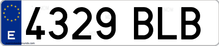 Ejemplo de matrícula de coche ordinaria 4329 BLB