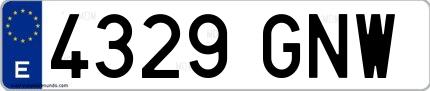 Ejemplo de matrícula española 4329 GNW