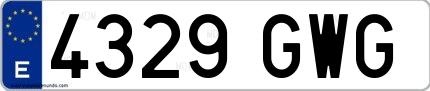 Ejemplo de matrícula española 4329 GWG