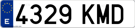Ejemplo de matrícula de coche ordinaria 4329 KMD