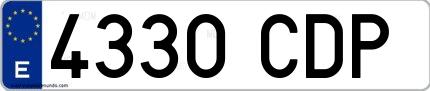 Ejemplo de matrícula española 4330 CDP