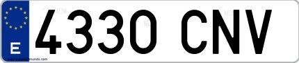 Ejemplo de matrícula española 4330 CNV