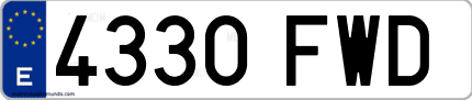 Ejemplo de matrícula de coche ordinaria 4330 FWD